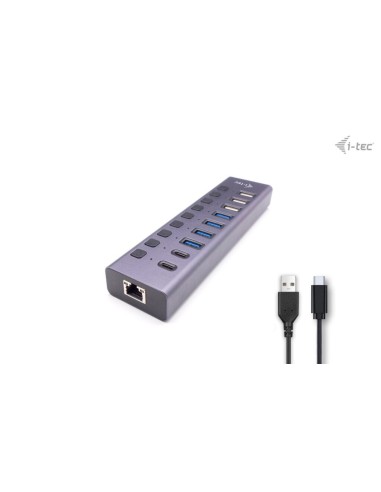 i-tec USB-A USB-C Charging HUB 9port with LAN + Power Adapter 60 W