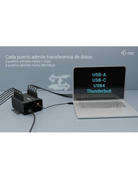 i-tec USB-C USB-A Metal Charging + data HUB, 15W per port, 10x USB-C