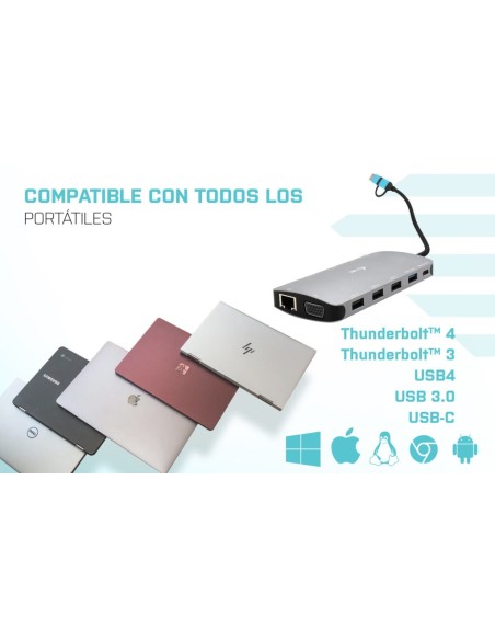 i-tec USB 3.0 USB-C Thunderbolt 3x Display Metal Nano Dock with LAN + Power Delivery 100 W