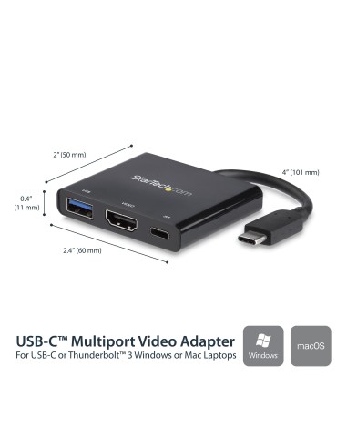 StarTech.com Adaptador Multipuertos USB-C con HDMI - Puerto USB 3.0 - PD de 60W