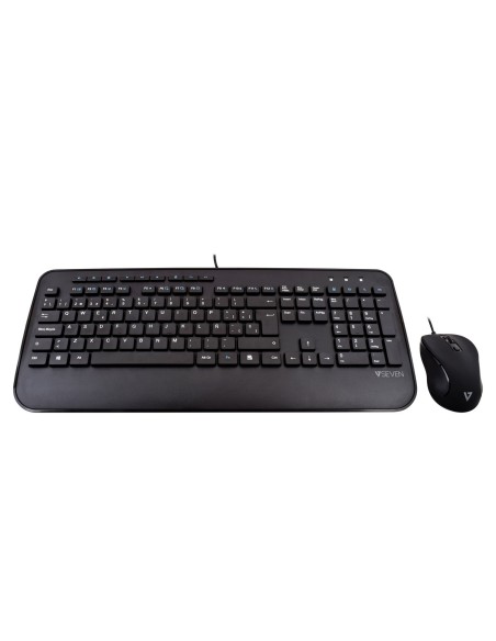 V7 Teclado USB de tamaño completo con reposamuñecas y combo de ratón para ambidiestros - ES