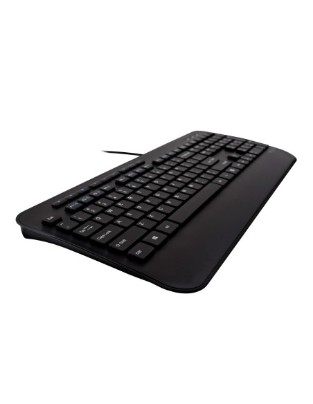 V7 Teclado USB de tamaño completo con reposamuñecas y combo de ratón para ambidiestros - ES