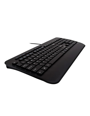 V7 Teclado USB de tamaño completo con reposamuñecas y combo de ratón para ambidiestros - ES
