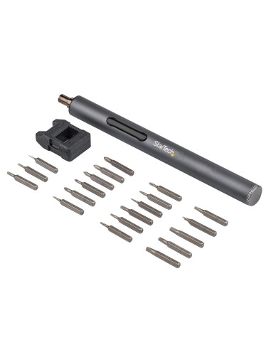 StarTech.com Destornillador Eléctrico con Juego de 20 Puntas de Precisión - Mini Destornillador Portátil a Pilas para