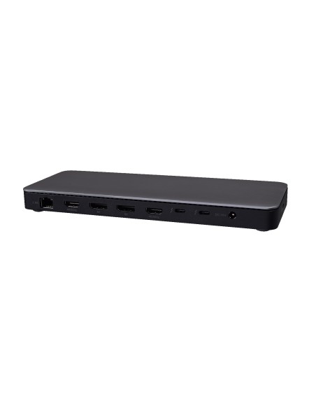 V7 DOCKTB4PT base para portátil y replicador de puertos Alámbrico Thunderbolt 4 Negro, Plata