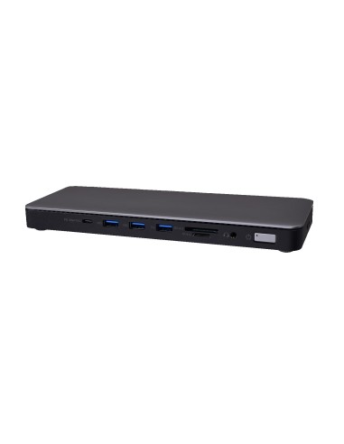 V7 DOCKTB4PT base para portátil y replicador de puertos Alámbrico Thunderbolt 4 Negro, Plata