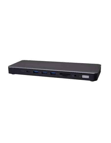 V7 DOCKTB4PT base para portátil y replicador de puertos Alámbrico Thunderbolt 4 Negro, Plata