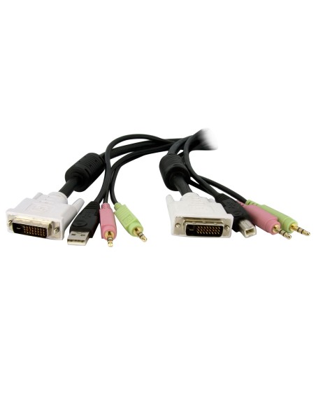 StarTech.com Cable de 1,8m para Switch Conmutador KVM 4en1 DVI-D Dual Link Doble Enlace USB con Audio Micrófono StarTech.com Cable de 1,8m para Switch Conmutador KVM 4en1 DVI-D Dual Link Doble Enlace USB con Audio Micrófono