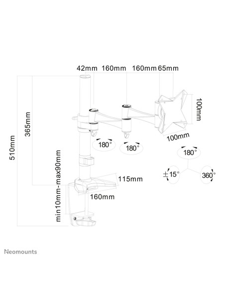 Neomounts FPMA-D1330SILVER Brazo de monitor 10-30"