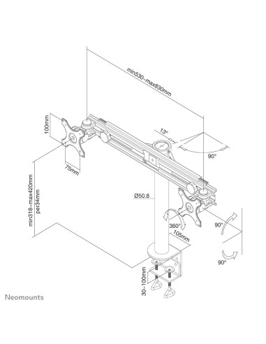 Neomounts FPMA-D700D Brazo de monitor 19-30"