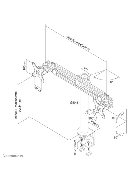 Neomounts FPMA-D700D Brazo de monitor 19-30"