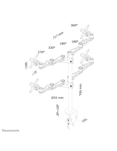 Neomounts FPMA-D935D4 Brazo de monitor 10-27"