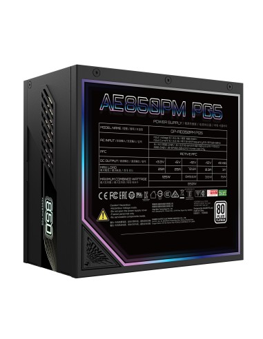 GIGABYTE AORUS ELITE P850W Fuente de Alimentación - PCIe 5.0, 80 PLUS Platinum, Diseño completamente modular, Ventilador de 120