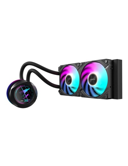 GIGABYTE AORUS WATERFORCE X II 240 Refrigerador de CPU líquido AIO - 2x ventiladores ARGB de 120 mm, pantalla LCD a todo color,