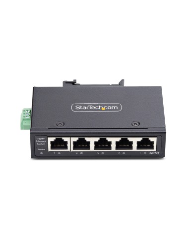StarTech.com Switch Ethernet Industrial de 5 Puertos no Gestionado IP30 - Ethernet 100 1000 - Montaje en Pared o Carril DIN -