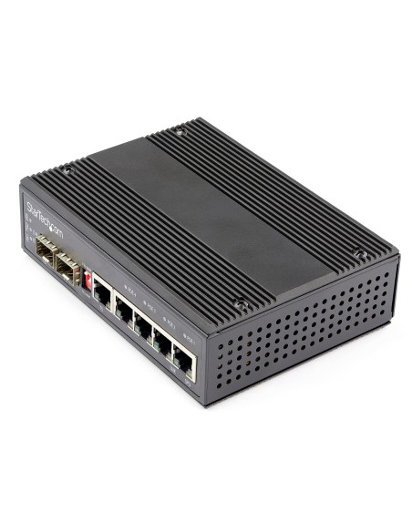 StarTech.com Switch Conmutador Industrial Ethernet Gigabit 6 Puertos - 4x RJ45 PoE - 2 Ranuras SFP PoE+ de 30W 12-48VDC DIN StarTech.com Switch Conmutador Industrial Ethernet Gigabit 6 Puertos - 4x RJ45 PoE - 2 Ranuras SFP PoE+ de 30W 12-48VDC DIN