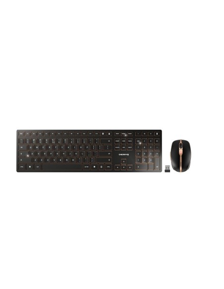 CHERRY DW 9100 SLIM teclado Ratón incluido Universal RF Wireless + Bluetooth QWERTY Inglés de EE. UU. Negro
