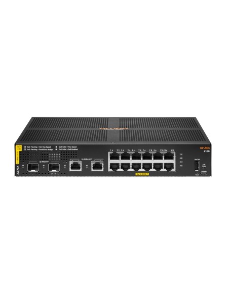 HPE Aruba Networking Aruba 6100 12G Class4 PoE 2G 2SFP+ 139W Gestionado L3 Gigabit Ethernet (10 100 1000) Energía sobre