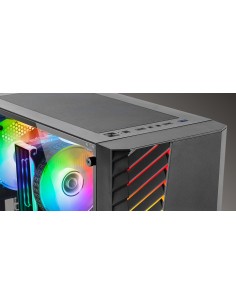 Mars Gaming MC-VOLT, Caja Gaming ATX, Ventilador ARGB 120mm, Rejilla Frontal ARGB, Ventana Lateral Completa Cristal Templado, 2