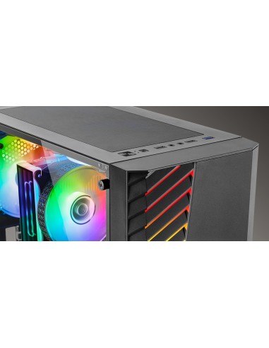 Mars Gaming MC-VOLT, Caja Gaming ATX, Ventilador ARGB 120mm, Rejilla Frontal ARGB, Ventana Lateral Completa Cristal Templado,