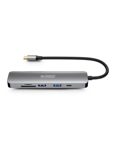 Urban Factory MHC45UF base para portátil y replicador de puertos Alámbrico USB 3.2 Gen 1 (3.1 Gen 1) Type-C Gris
