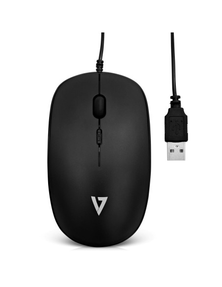V7 Perfil bajo USB Óptico Ratón - Negro