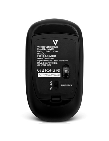 V7 Perfil bajo Wireless Óptico Ratón - Negro