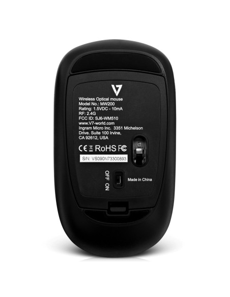 V7 Perfil bajo Wireless Óptico Ratón - Negro