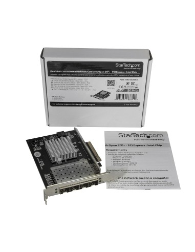 StarTech.com Tarjeta de Red SFP+ 10G SFP+ con 4 Puertos - Adaptador Convergente SFP+ Abierto Intel XL710 - NIC PCIe 10 Gigabit