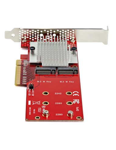 StarTech.com Tarjeta Adaptadora para 2 SSD M.2 PCIe SSD - Dos SSDs NVMe o AHCI M.2 SSD a x8 x16 PCI Express 3.0 - Compatible