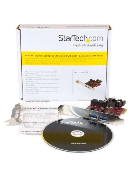 StarTech.com Adaptador tarjeta PCI Express de 2 puertos externos 2 internos USB 3.0 con alimentación SATA StarTech.com Adaptador tarjeta PCI Express de 2 puertos externos 2 internos USB 3.0 con alimentación SATA