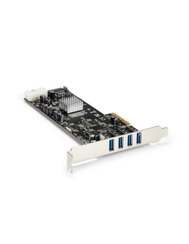 StarTech.com Adaptador Tarjeta PCI Express PCI-E 4 Puertos USB 3.0 UASP 2 Canales de 5Gbps con Alimentación Molex SATA