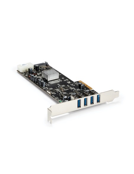 StarTech.com Adaptador Tarjeta PCI Express PCI-E 4 Puertos USB 3.0 UASP 2 Canales de 5Gbps con Alimentación Molex SATA
