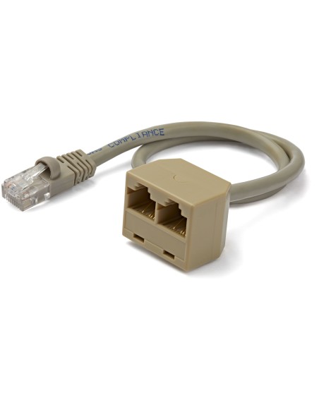 StarTech.com Cable Adaptador Divisor Splitter RJ45 2 a 1 - Hembra a Macho - Divisor Splitter para Cable de Red Ethernet RJ45