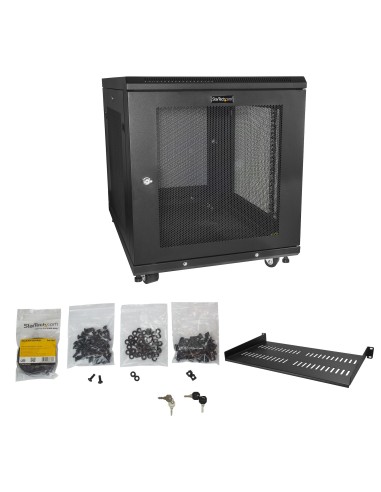 StarTech.com Armario Rack para Servidores 12U 19" 4 Columnas - Rack de Servidores con Cerradura y Seguro - Rack con Ruedas y