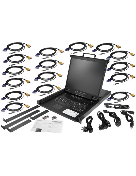 StarTech.com Consola KVM de 16 puertos para Montaje en Rack - Teclado QWERTY - con Cables de 1,8m - Conmutador KVM con Monitor StarTech.com Consola KVM de 16 puertos para Montaje en Rack - Teclado QWERTY - con Cables de 1,8m - Conmutador KVM con Monitor