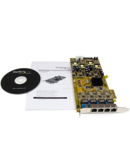 StarTech.com Tarjeta PCI Express de Red Ethernet Gigabit con 4 Puertos RJ45 PoE Power over Ethernet StarTech.com Tarjeta PCI Express de Red Ethernet Gigabit con 4 Puertos RJ45 PoE Power over Ethernet