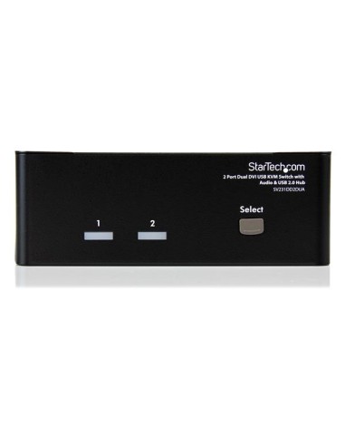 StarTech.com Conmutador Switch KVM de 2 Puertos Doble Monitor DVI Audio 4 Puertos USB 1920x1200