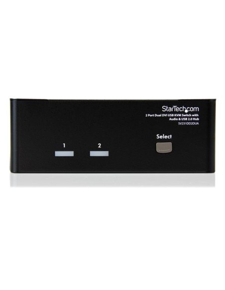 StarTech.com Conmutador Switch KVM de 2 Puertos Doble Monitor DVI Audio 4 Puertos USB 1920x1200