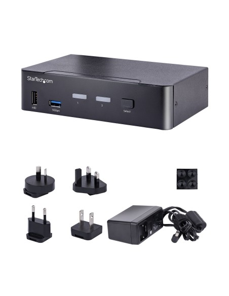 StarTech.com Switch Conmutador KVM USB C Tipo C, KVM de 2 puertos DisplayPort con Vídeo UHD HDR de 4K 60Hz, Audio de 3,5mm, Hub StarTech.com Switch Conmutador KVM USB C Tipo C, KVM de 2 puertos DisplayPort con Vídeo UHD HDR de 4K 60Hz, Audio de 3,5mm, Hub