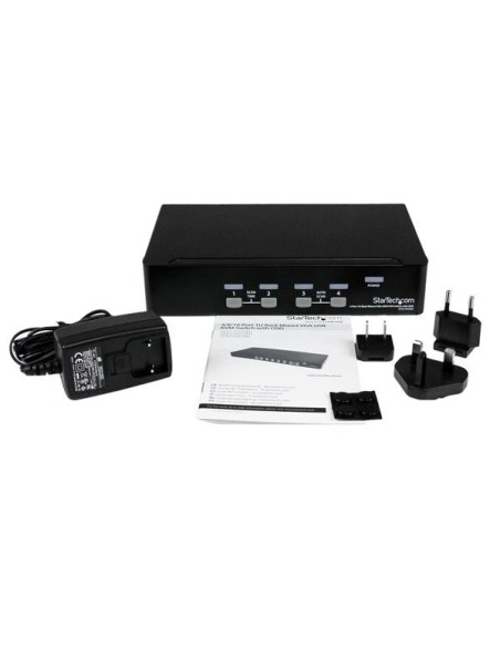 StarTech.com Conmutador Switch KVM 4 Puertos de Vídeo VGA USB 2.0 - 1U Rack Estante StarTech.com Conmutador Switch KVM 4 Puertos de Vídeo VGA USB 2.0 - 1U Rack Estante