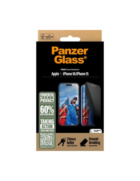 PanzerGlass PG Priv Scrn iPhone 16 6.1 Inch UWF Protector de pantalla Apple 1 pieza(s)