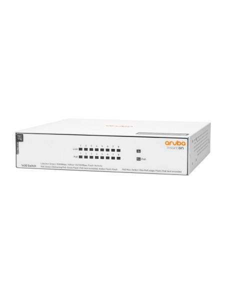 HPE Aruba Networking Aruba Instant On 1430 8G Class4 PoE 64W No administrado L2 Gigabit Ethernet (10 100 1000) Energía sobre
