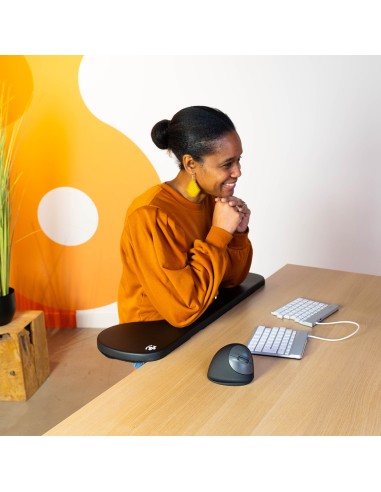 R-Go Tools Reposabrazos R-Go, ergonómico, simétrico, con recorte abdominal, espuma blanda, negro