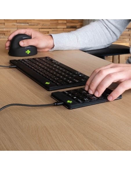 R-Go Tools Teclado numérico R-Go Numpad Break, teclado numérico ergonómico con software de pausa, con cable, negro