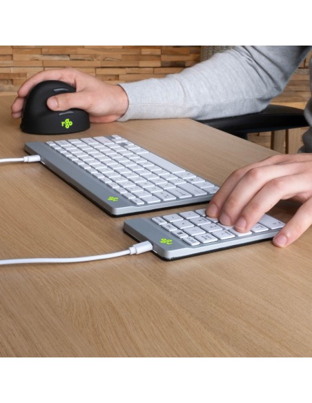 R-Go Tools Teclado numérico R-Go Numpad Break, teclado numérico ergonómico con software de pausa, con cable, blanco