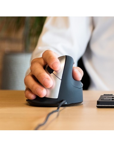 R-Go Tools Ratón ergonómico R-Go HE Break con software de pausa, mediano (tamaño de mano 165-185 mm), diestro, cableado, negro