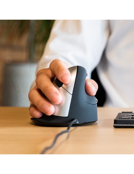 R-Go Tools Ratón ergonómico R-Go HE Break con software de pausa, mediano (tamaño de mano 165-185 mm), diestro, cableado, negro