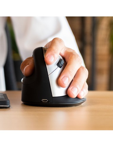 R-Go Tools Ratón ergonómico R-Go HE Break con software de pausa, grande (tamaño de mano ≥ 185 mm), zurdo, bluetooth, negro