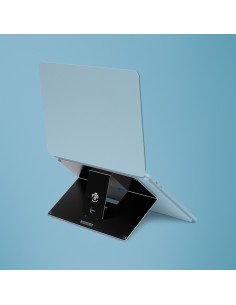 R-Go Tools Soporte para portátil R-Go Riser Attachable, elevador plegable y ajustable para portátil, aluminio, plata